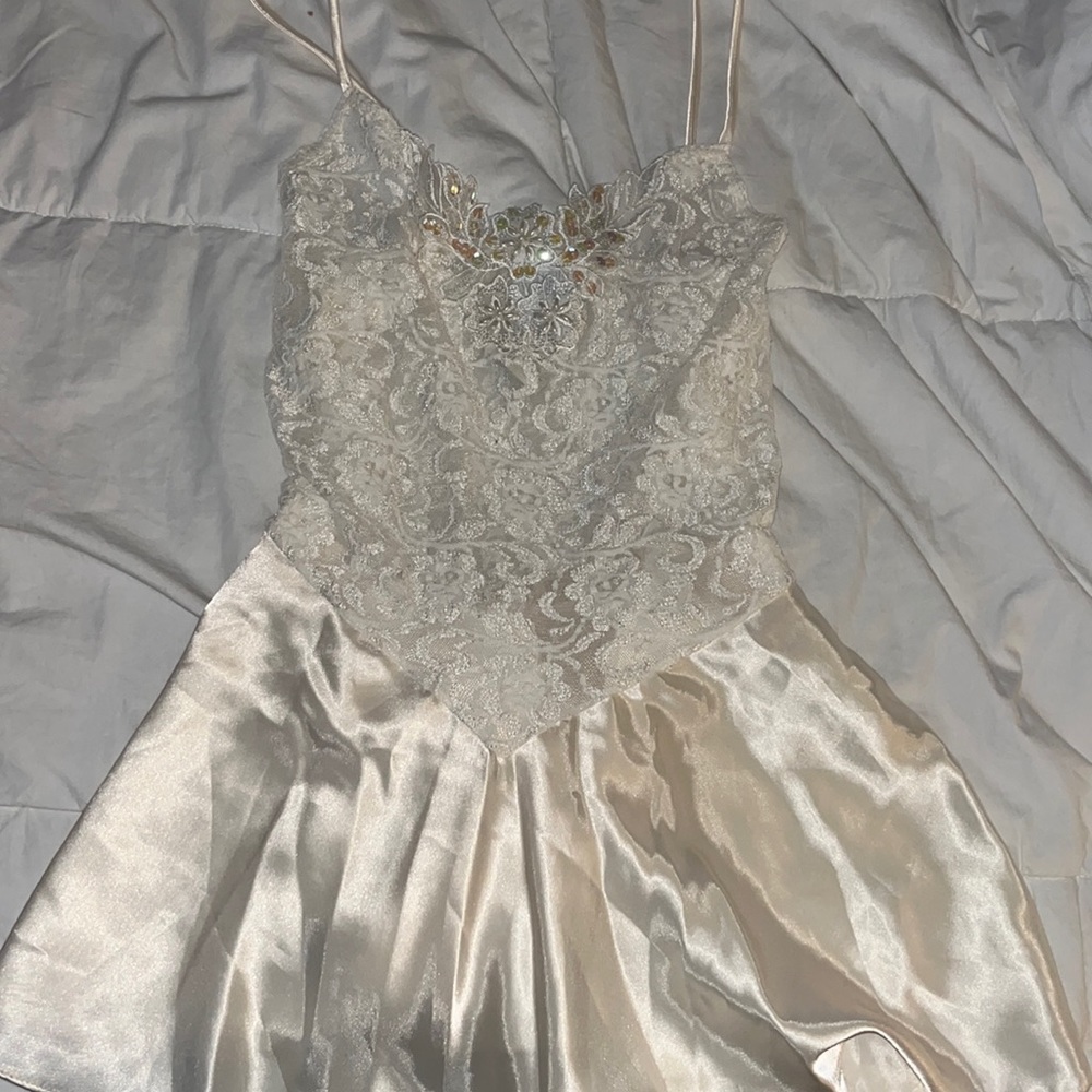 COPY - 90s Vintage White Lace Satin Slip